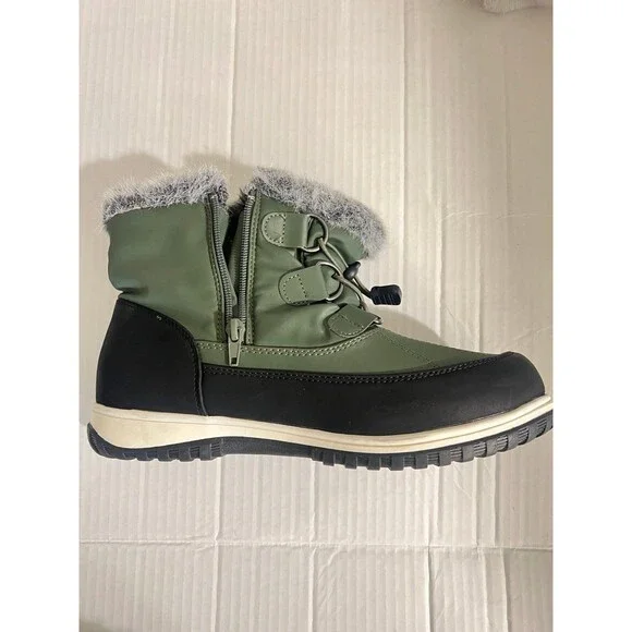 Weatherproof Green Black Faux Fur Snow Boots Women’s Size 9 – Waterproof Winter - Picture 3 of 9